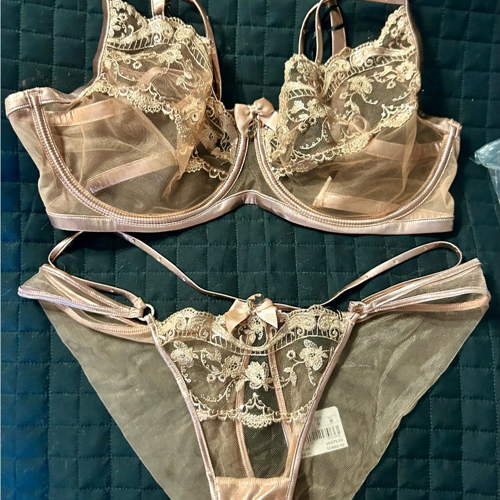Honey Birdette NWT set Gold Rose